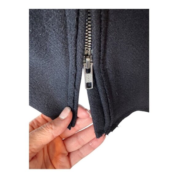 Marni Coat Women 4 Navy Blue Wool Full Zip Patchwork Raw Seams Jacket Outdoor - Picture 6 of 13